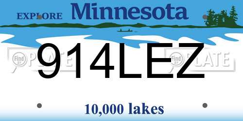 914LEZ Minnesota License Plate