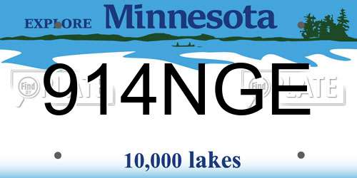 914NGE Minnesota License Plate