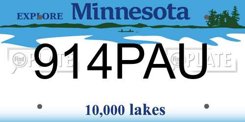 914PAU Minnesota License Plate