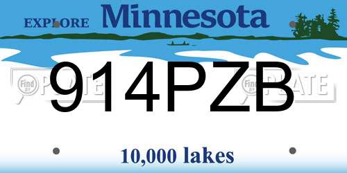 914PZB Minnesota License Plate