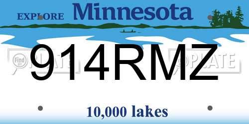 914RMZ Minnesota License Plate