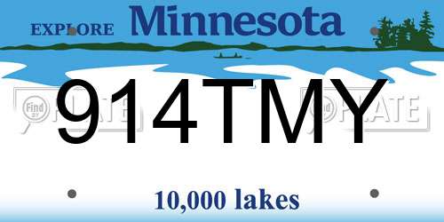 914TMY Minnesota License Plate