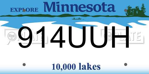 914UUH Minnesota License Plate