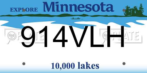 914VLH Minnesota License Plate