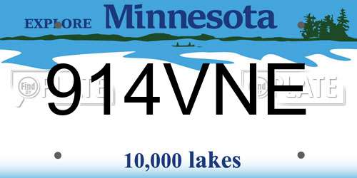 914VNE Minnesota License Plate