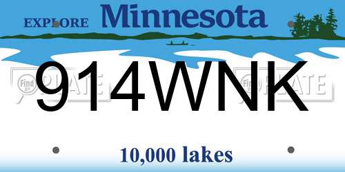 914WNK Minnesota License Plate