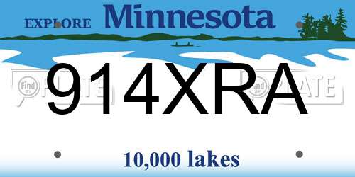 914XRA Minnesota License Plate