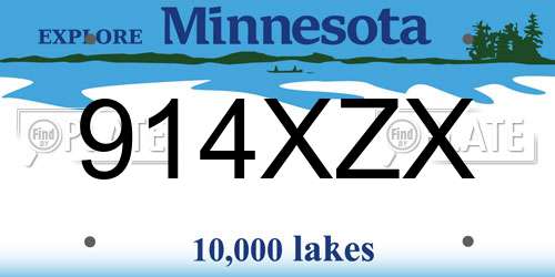 914XZX Minnesota License Plate