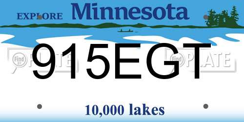 915EGT Minnesota License Plate