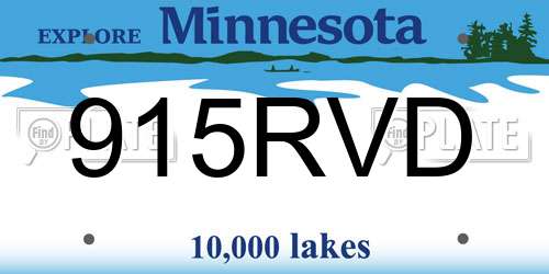 915RVD Minnesota License Plate