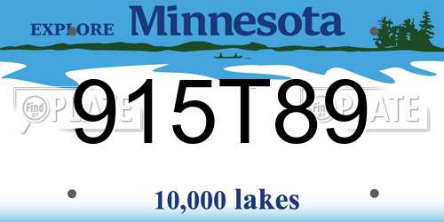 915T89 Minnesota License Plate