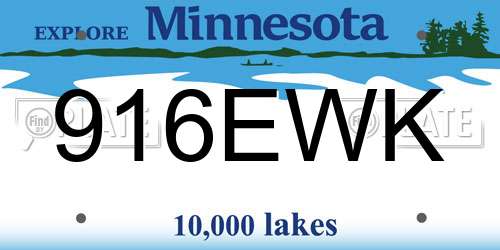 916EWK Minnesota License Plate