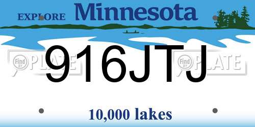 916JTJ Minnesota License Plate