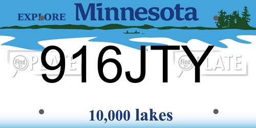 916JTY Minnesota License Plate