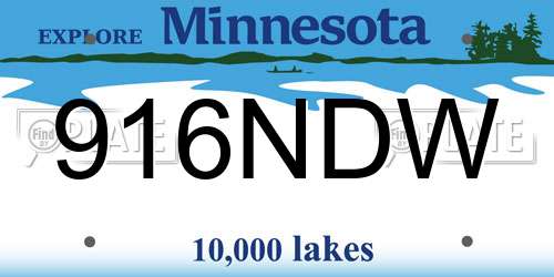 916NDW Minnesota License Plate