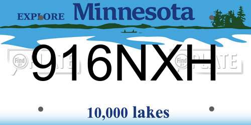 916NXH Minnesota License Plate