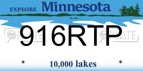 916RTP Minnesota License Plate