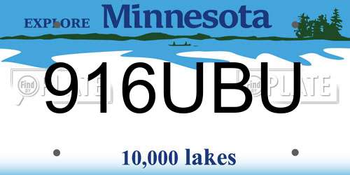 916UBU Minnesota License Plate