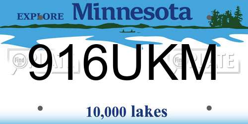 916UKM Minnesota License Plate
