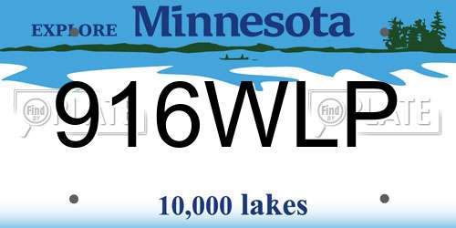 916WLP Minnesota License Plate