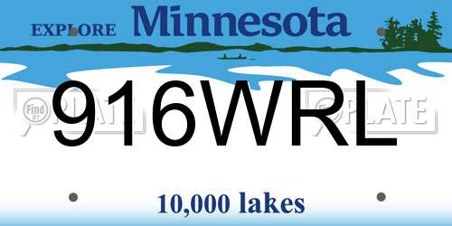 916WRL Minnesota License Plate