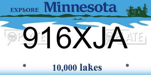 916XJA Minnesota License Plate