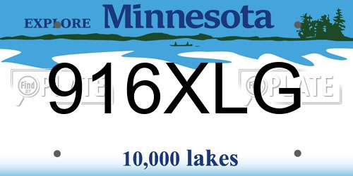 916XLG Minnesota License Plate