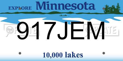 917JEM Minnesota License Plate