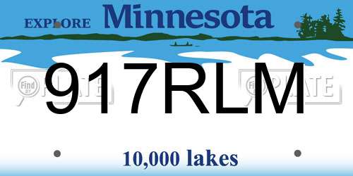 917RLM Minnesota License Plate