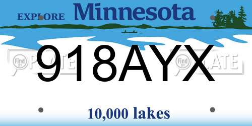 918AYX Minnesota License Plate