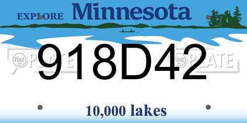 918D42 Minnesota License Plate