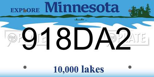 918DA2 Minnesota License Plate