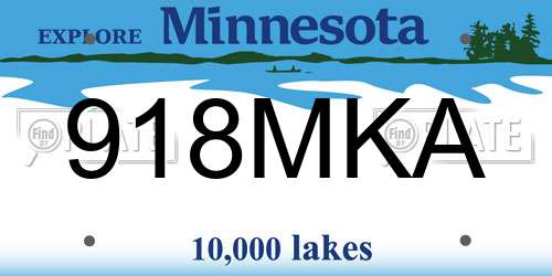 918MKA Minnesota License Plate