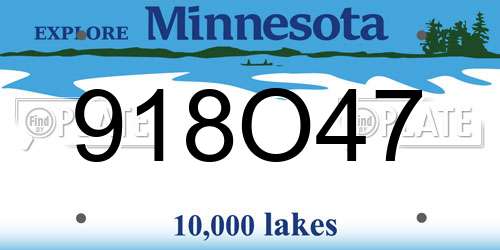 918O47 Minnesota License Plate