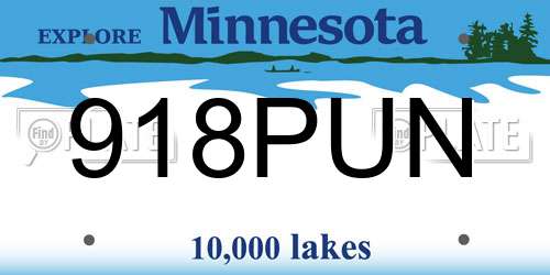 918PUN Minnesota License Plate