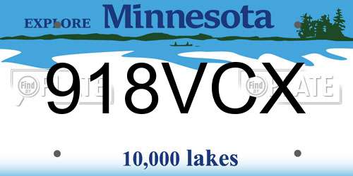 918VCX Minnesota License Plate