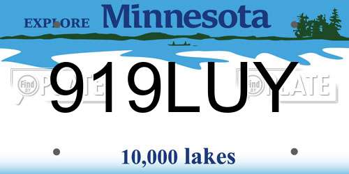919LUY Minnesota License Plate