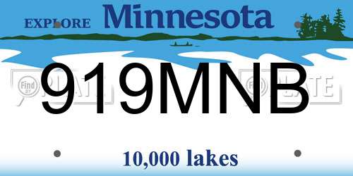 919MNB Minnesota License Plate