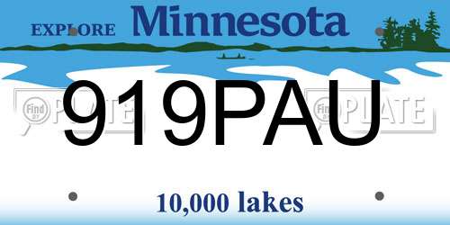919PAU Minnesota License Plate