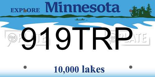 919TRP Minnesota License Plate