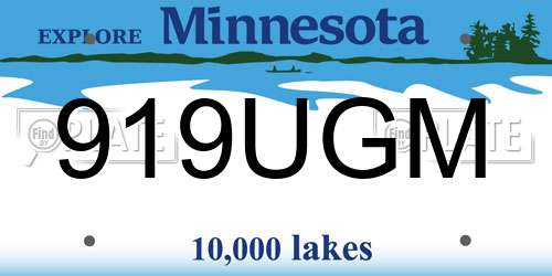919UGM Minnesota License Plate