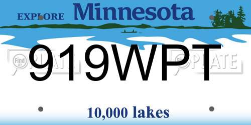 919WPT Minnesota License Plate