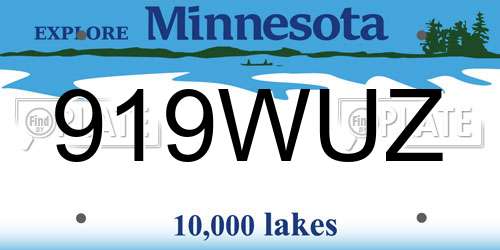 919WUZ Minnesota License Plate