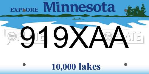 919XAA Minnesota License Plate