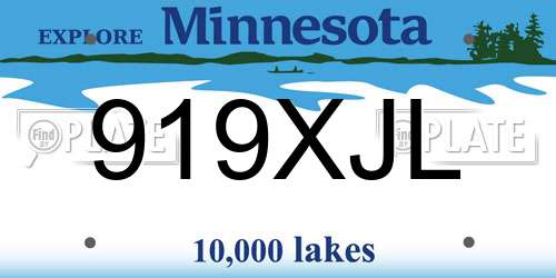 919XJL Minnesota License Plate