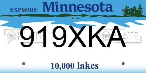 919XKA Minnesota License Plate