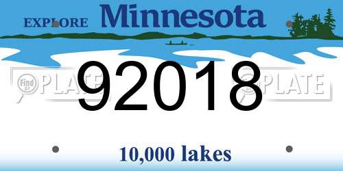 92018 Minnesota License Plate