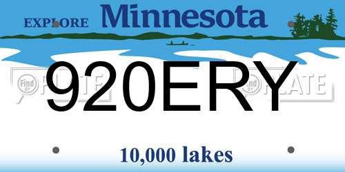 920ERY Minnesota License Plate