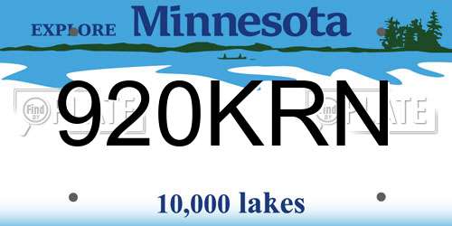 920KRN Minnesota License Plate