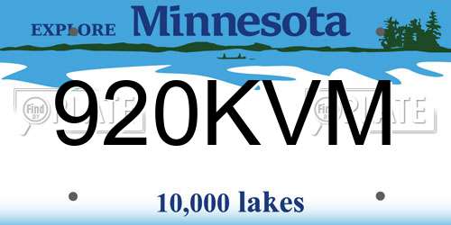 920KVM Minnesota License Plate
